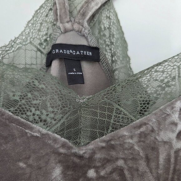 Grade and Gather Velvet Lace Grey Cami Size S - Picture 2 of 5